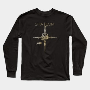 Shalom Cross of Anchors, Sailor's Anchor Cross Long Sleeve T-Shirt